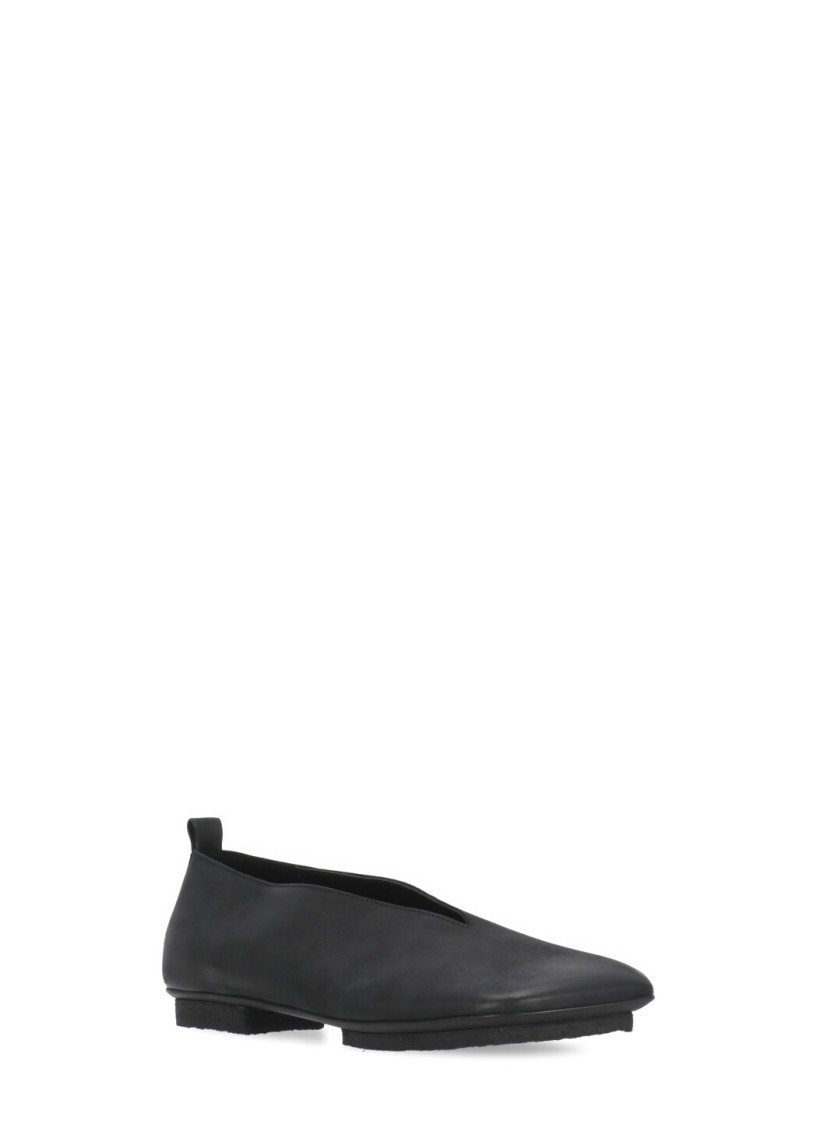 Shop Uma Wang Black Smooth Leather Ballet Shoes