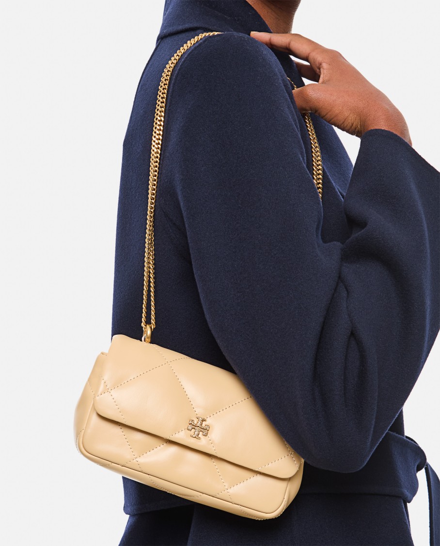 Tory Burch Kira Diamond Quilt Pave Mini Flap Bag In Neutrals