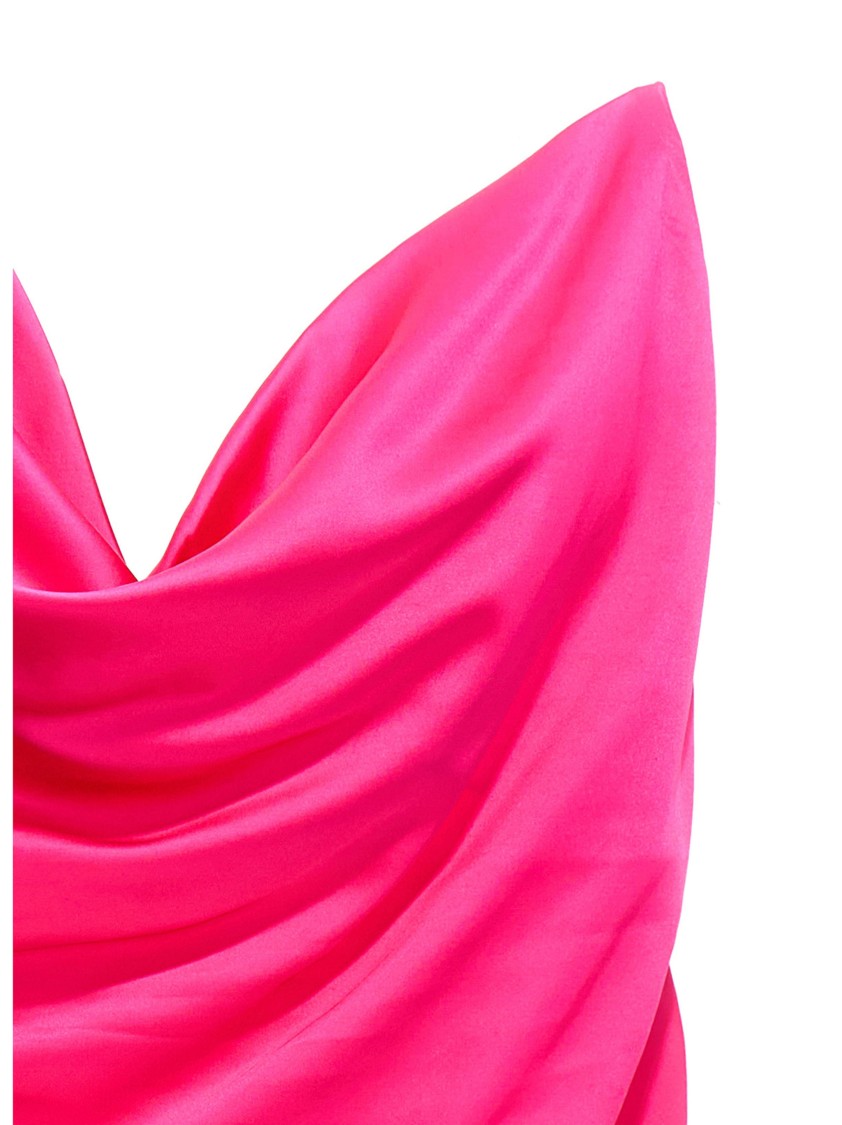 Y/project Satin Dress With Unique Crisscross Transparent Straps In Pink