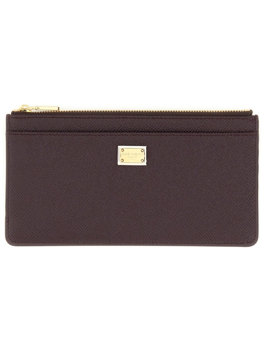 Dolce & Gabbana Big Card Holder "nameplate" In Brown