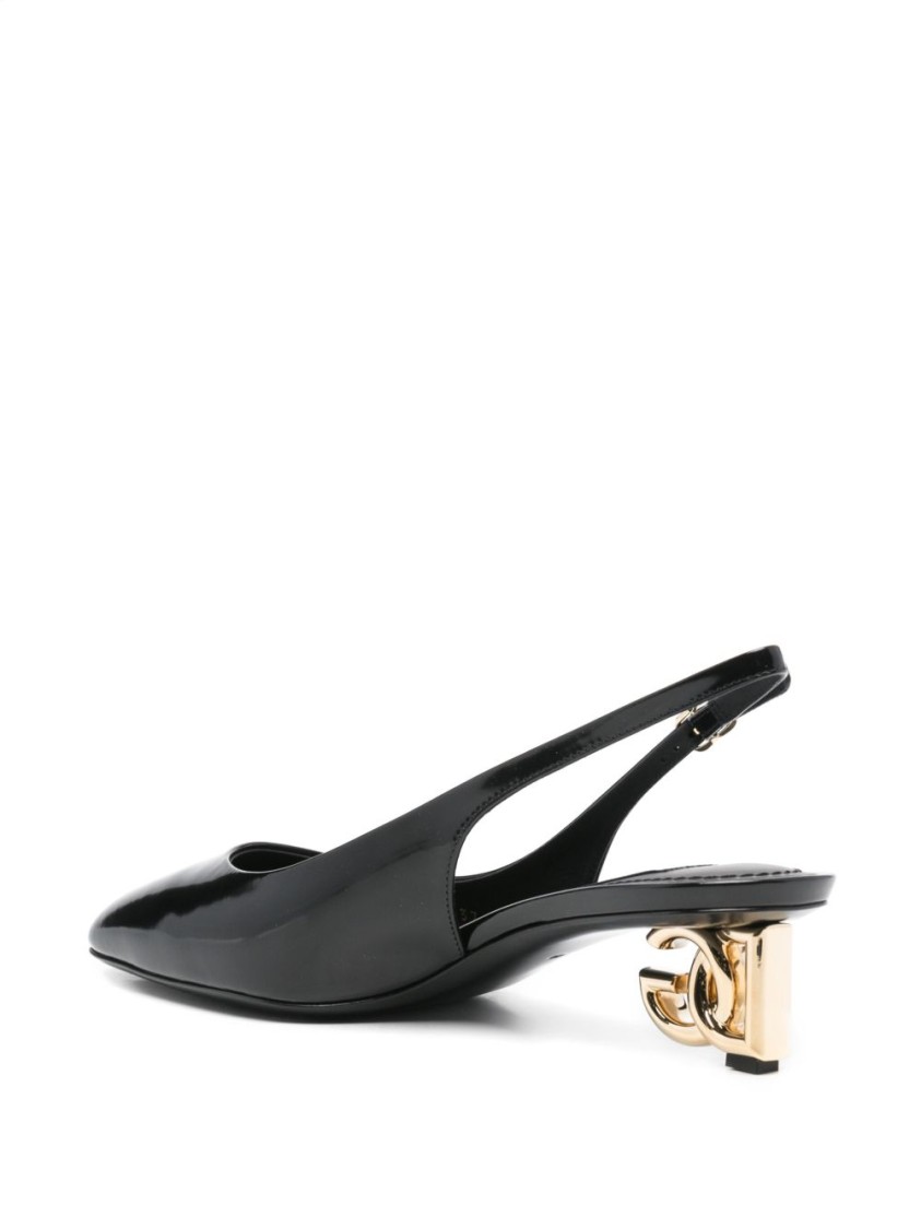 Dolce & Gabbana Black Décolleté With Dg Logo On The Heel In Black