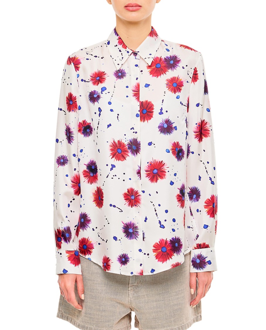 Gabriela Hearst Floral-print Front Button Blouse With Classic Collar