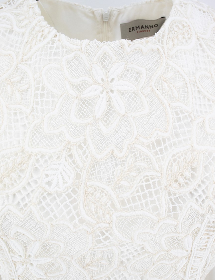 Ermanno Firenze Lace-detailing Midi Dress In White