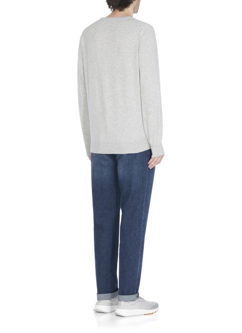 Brunello Cucinelli Grey Cotton Crewneck Sweater In Gray