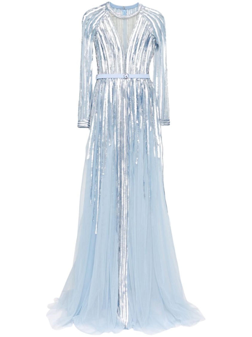 Saiid Kobeisy Sequin Long Dress In Blue