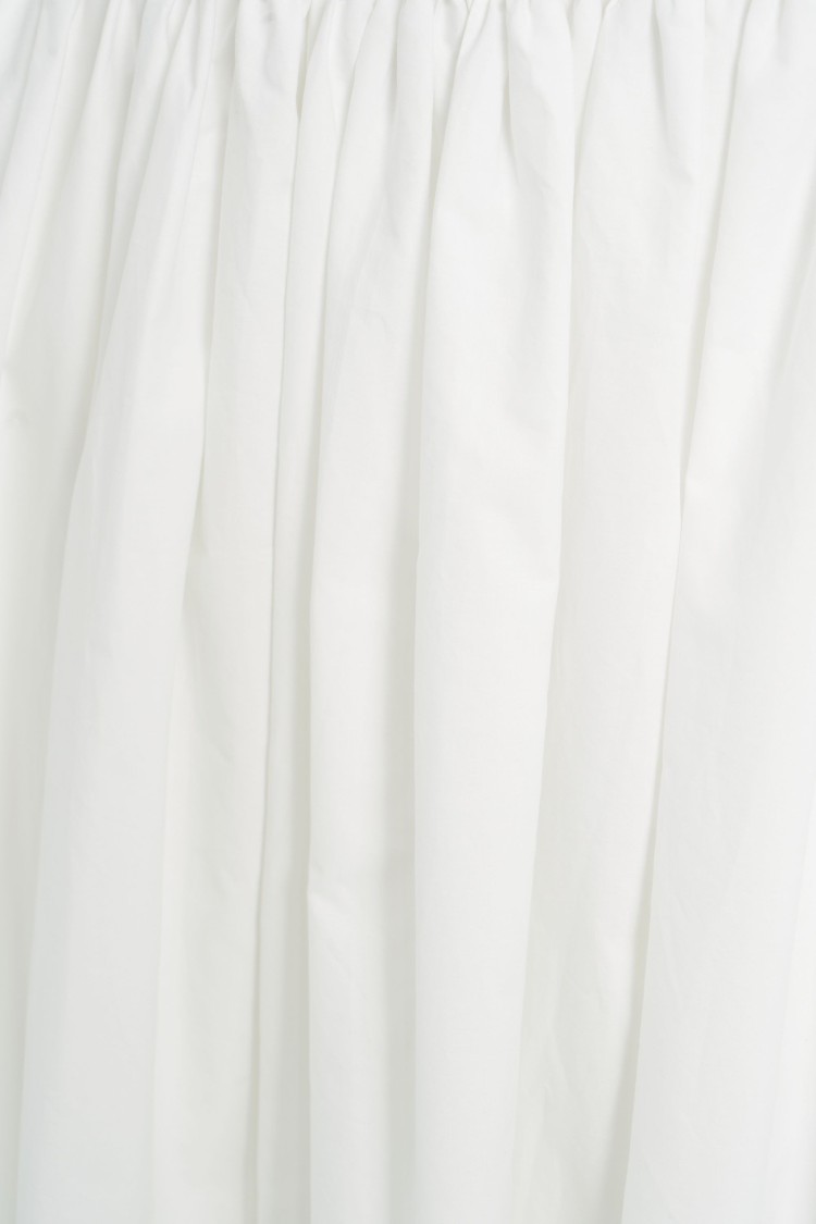 Pinko Voluminous White Cotton Skirt With Gathered Waist In White
