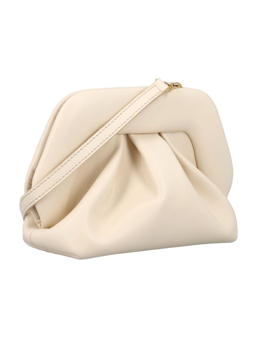 Themoirè Sculptural Gea Clutch With Detachable Shoulder Strap In Neutral