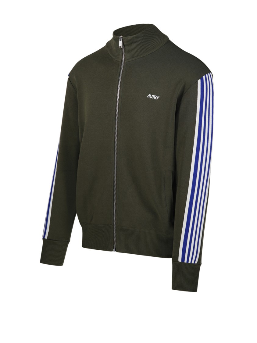 Shop Autry Full Zip Jacket With High Collar In Green