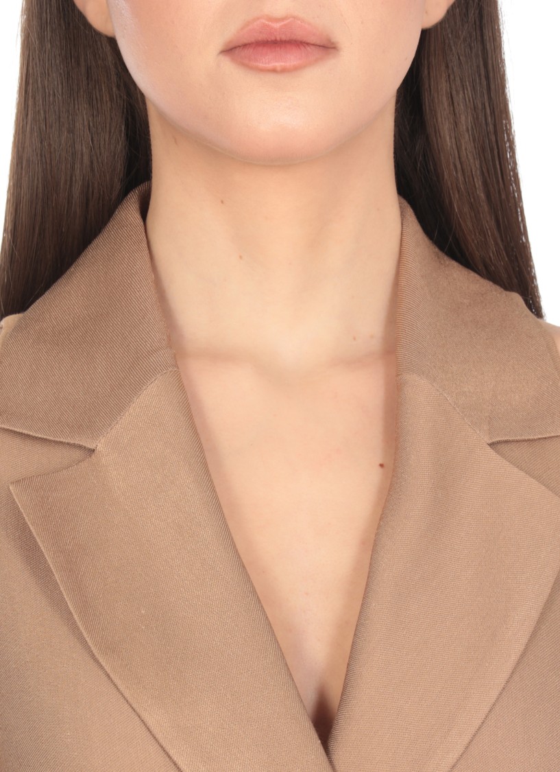 Shop Peserico Brown Viscose And Linen Midi Dress