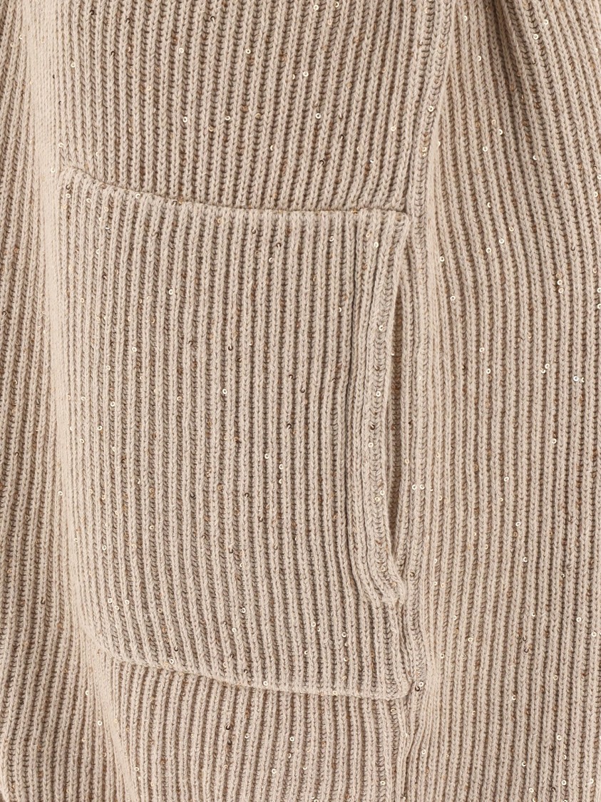 Brunello Cucinelli Diamante Knitted V-neck Cardigan In Pink
