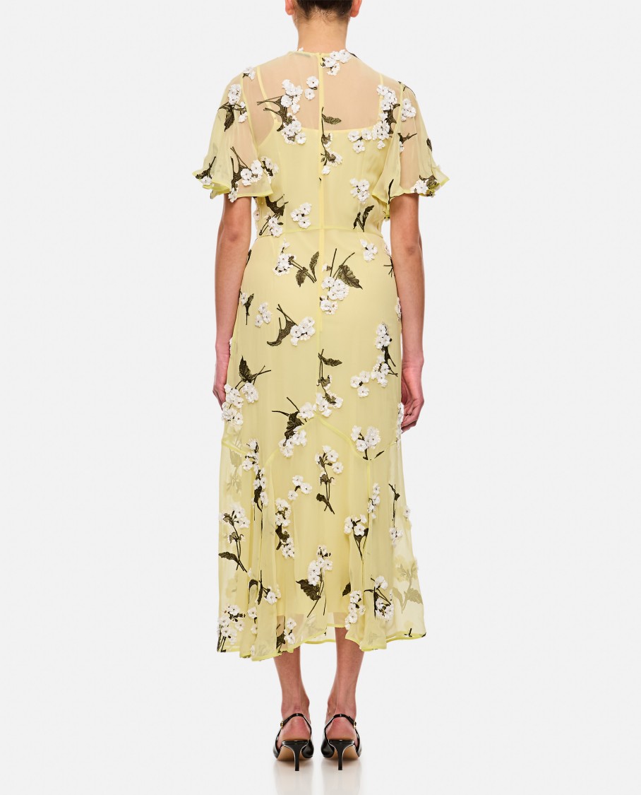 Shop Erdem Yellow Midi Cocktail Dress