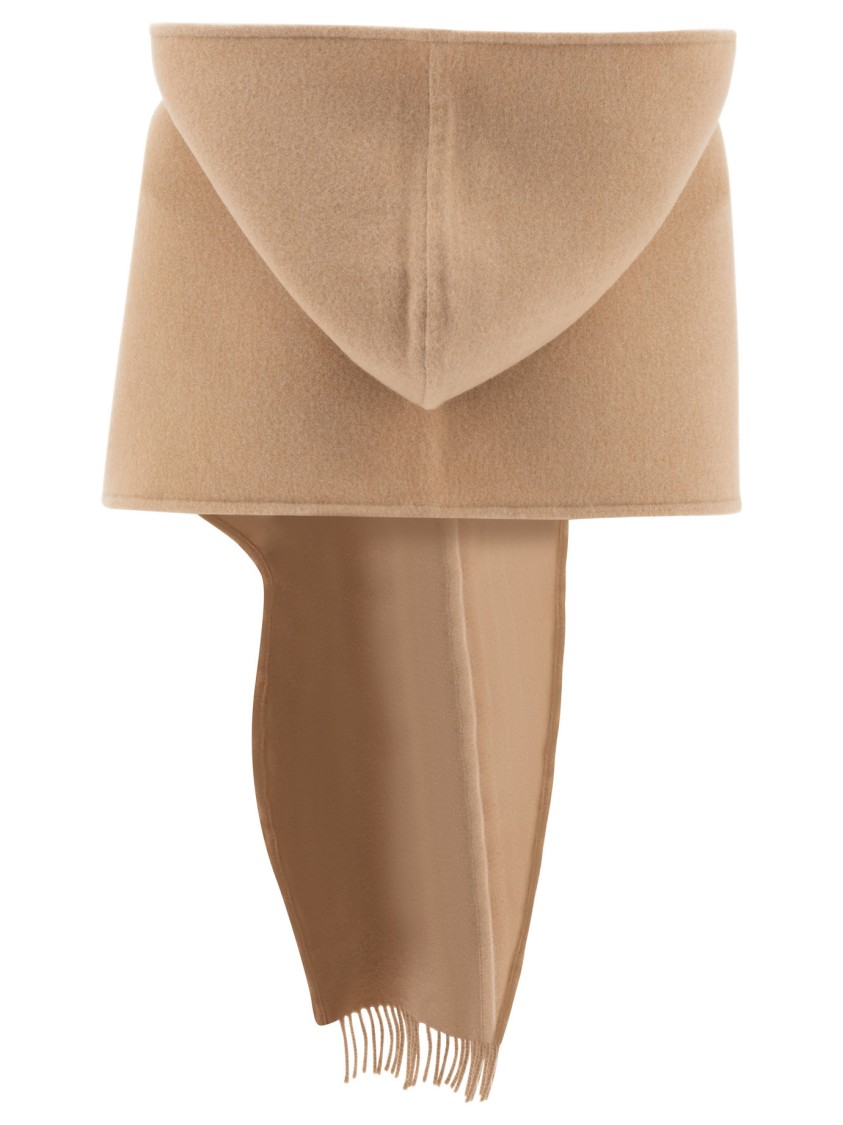 Ferragamo Beige Wool-cashmere Blend Scarf With Hood In Neutral