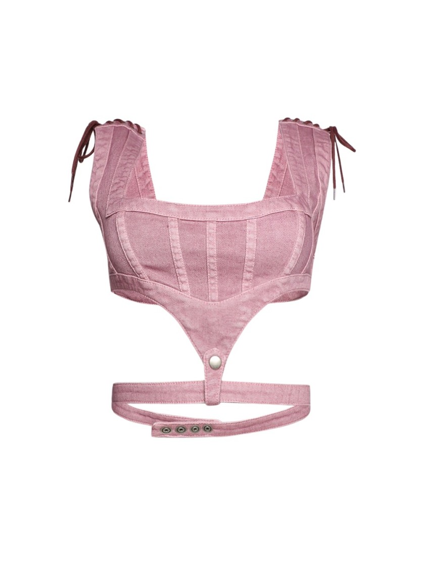 Jean Paul Gaultier Pink Knwls Edition Denim Tank Top