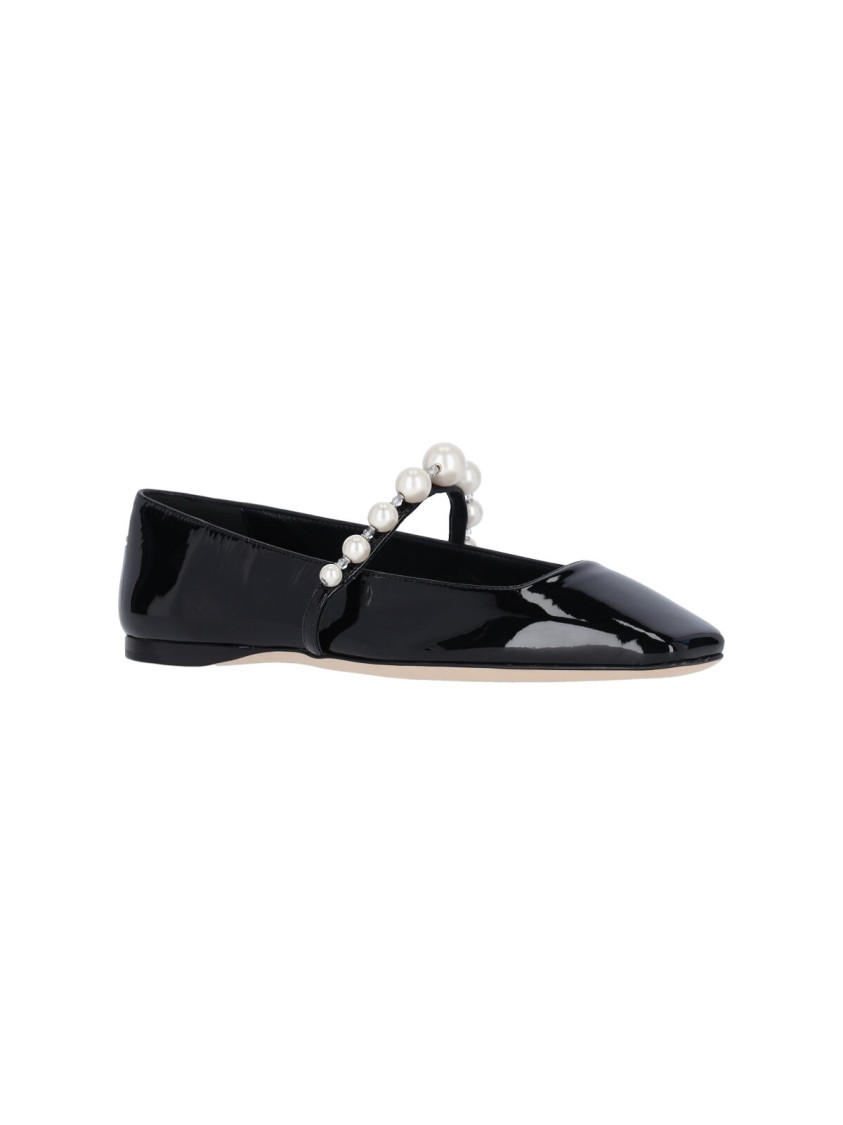 Jimmy Choo Pearl Square Toe Patent Ballerina Shoes