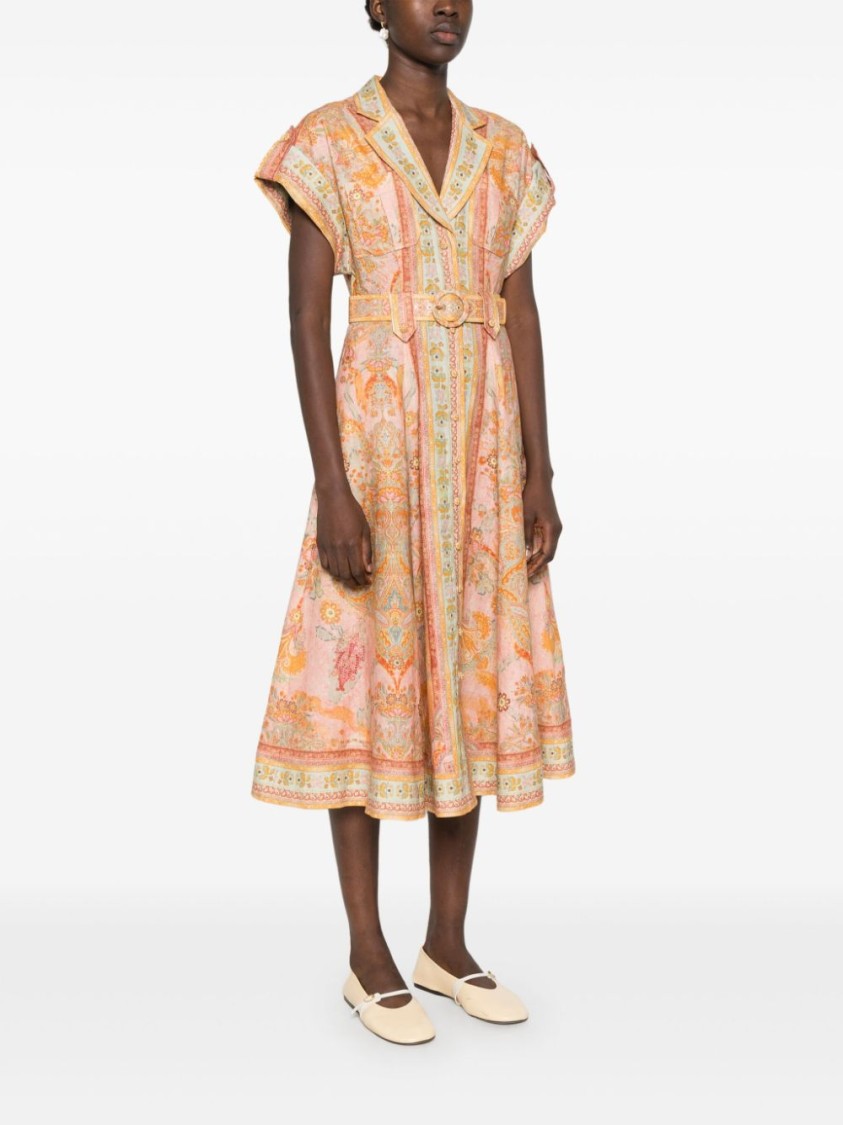 Shop Zimmermann Acacia Midi Dress In Neutrals