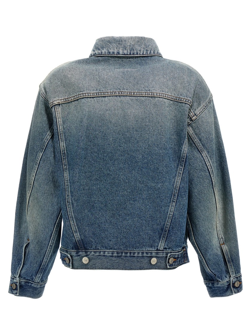 Mm6 Maison Margiela Mm6 By Maison Margiela Cut-out Denim Jacket With Unique Sleeve Details In Blue