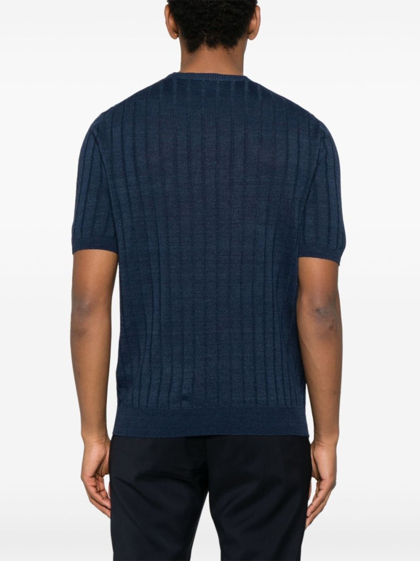 Boglioli Wide-ribbed T-shirt In Blue