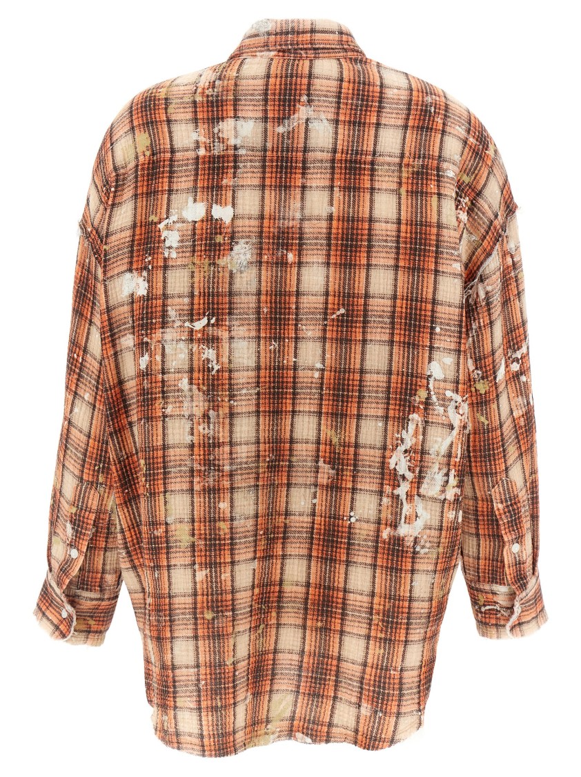 R13 Plaid Motif Shirt With Crinkled Texture In Multi