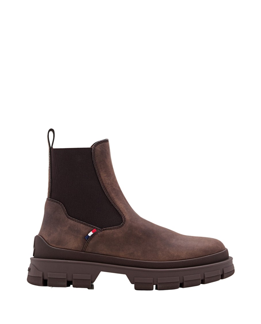 Shop Moncler Hevea Chelsea Ankle Boots In Brown