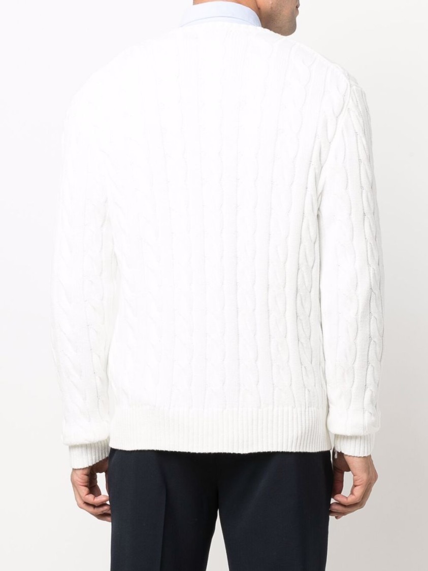 Shop Polo Ralph Lauren Textured Cable Knit White Sweater With Round Neckline
