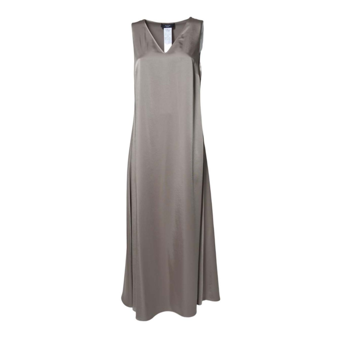 Max Mara Sleeveless Maxi Dress With V-neckline And Flowing Silhouette In Gray