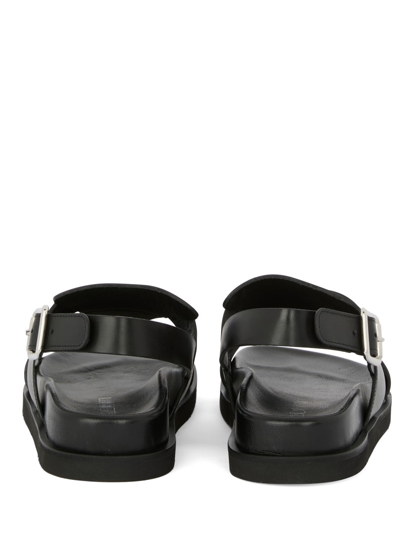 Guglielmo Rotta Black Sandals With Wide Straps And Adjustable Buckle
