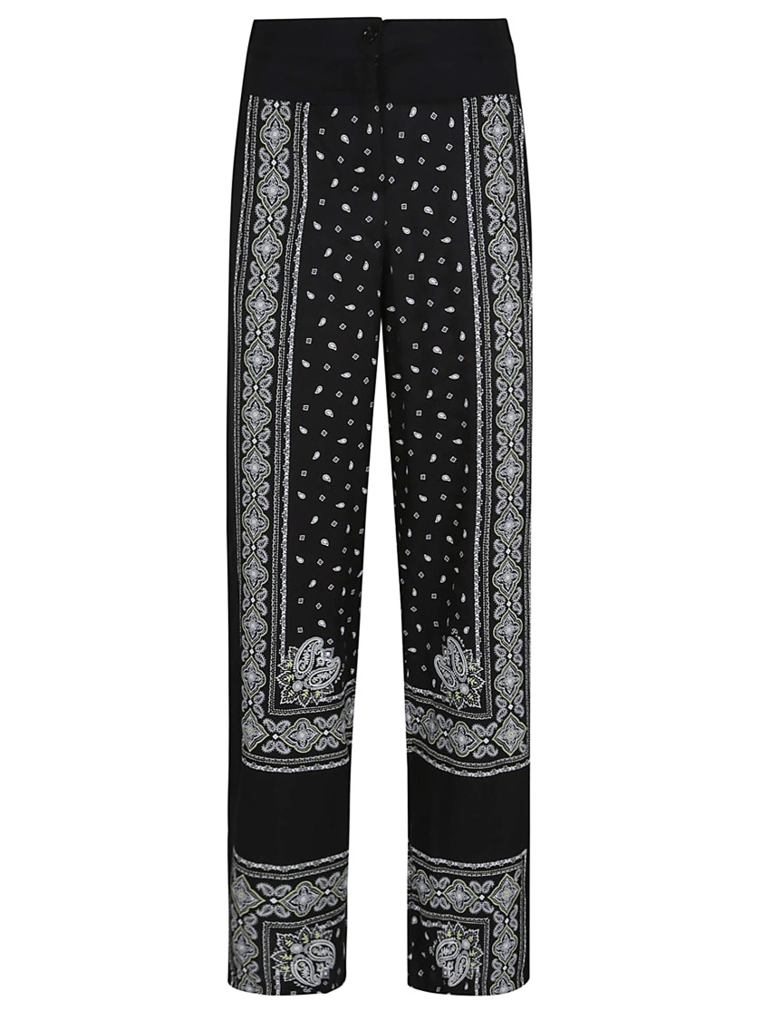 Pinko Wide-leg Pajama Pants In Cashmere Design