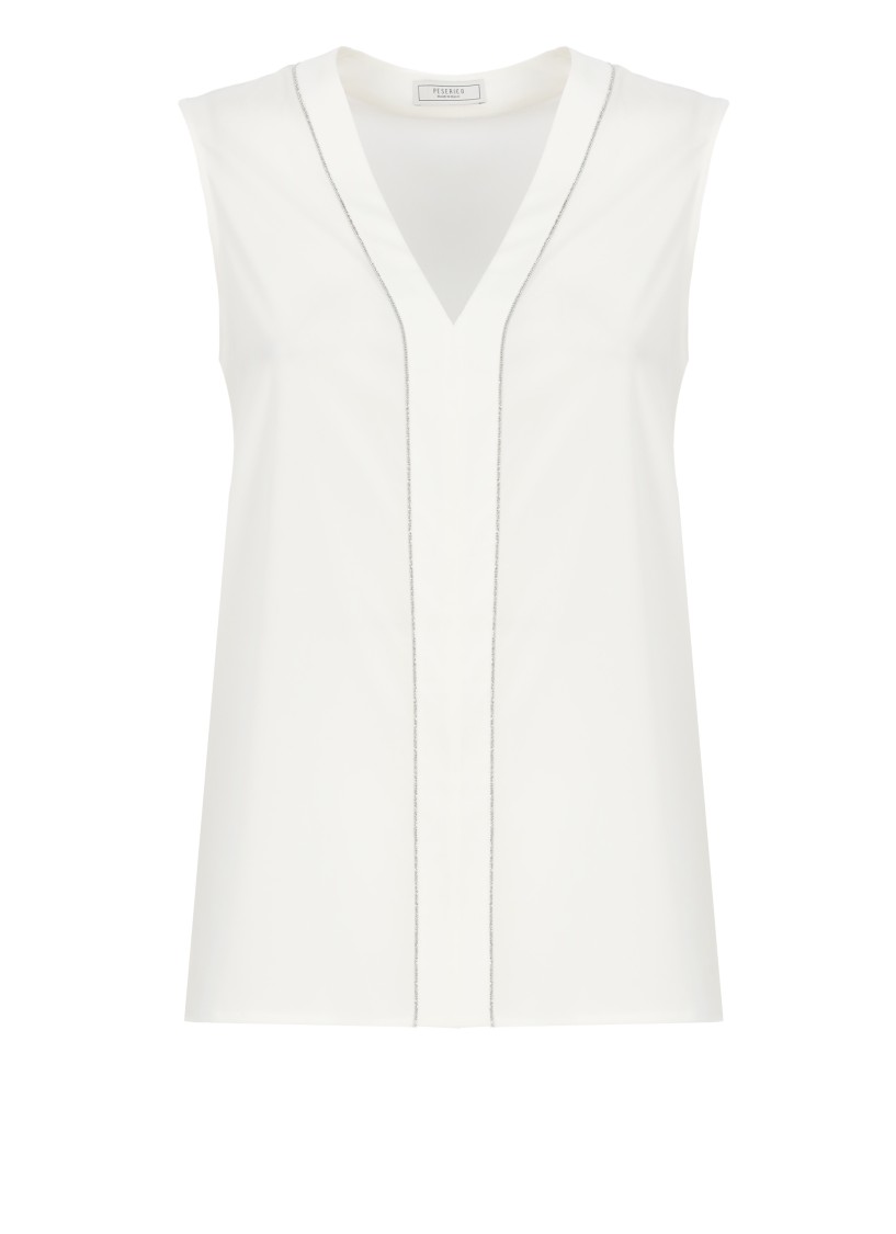 Shop Peserico White Silk Top