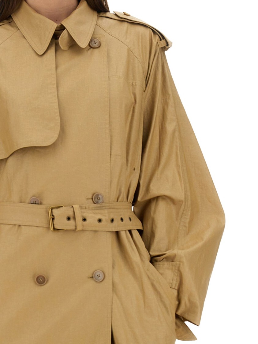 Isabel Marant Belted Double-breasted Trench Epaulettes Storm Flap In Neutrals