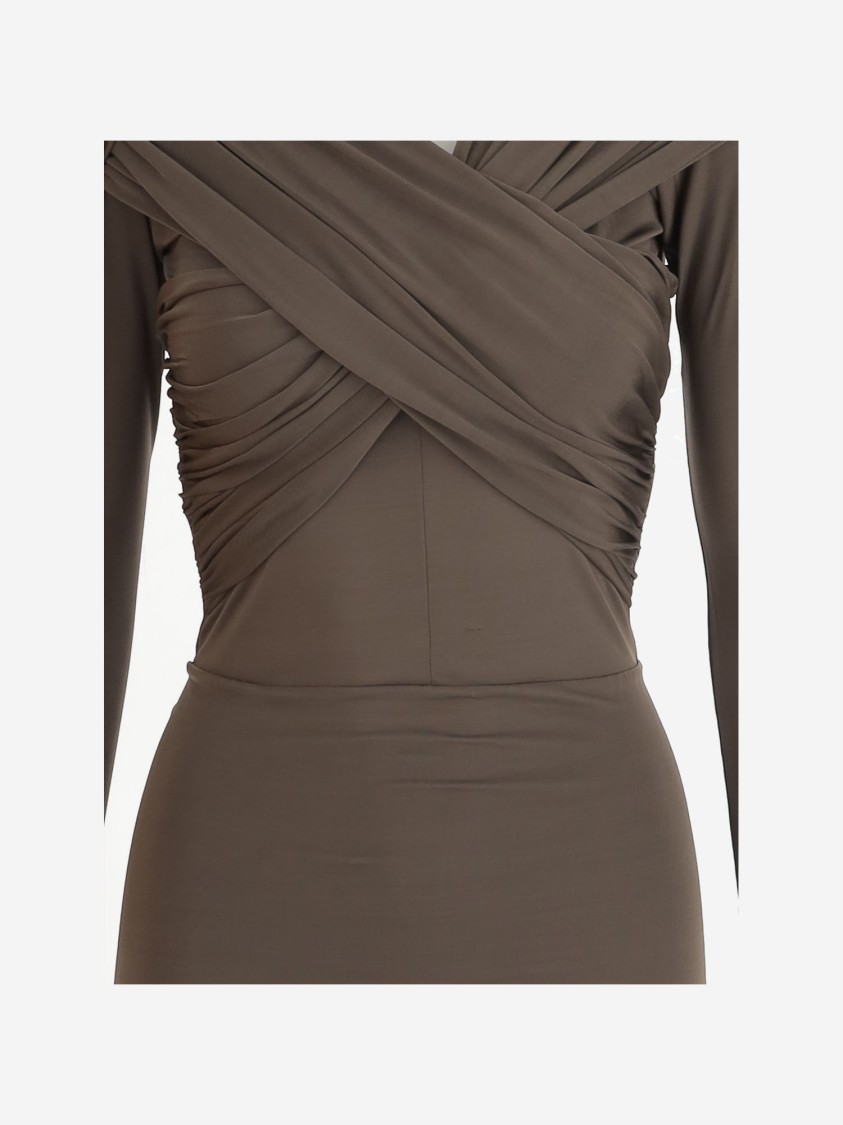 Patou Long Dress Cross Effect In Brown