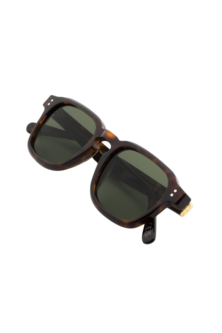 RETROSUPERFUTURE RETROSUPERFUTURE TORTOISESHELL SQUARE FRAME SUNGLASSES WITH GREEN LENSES