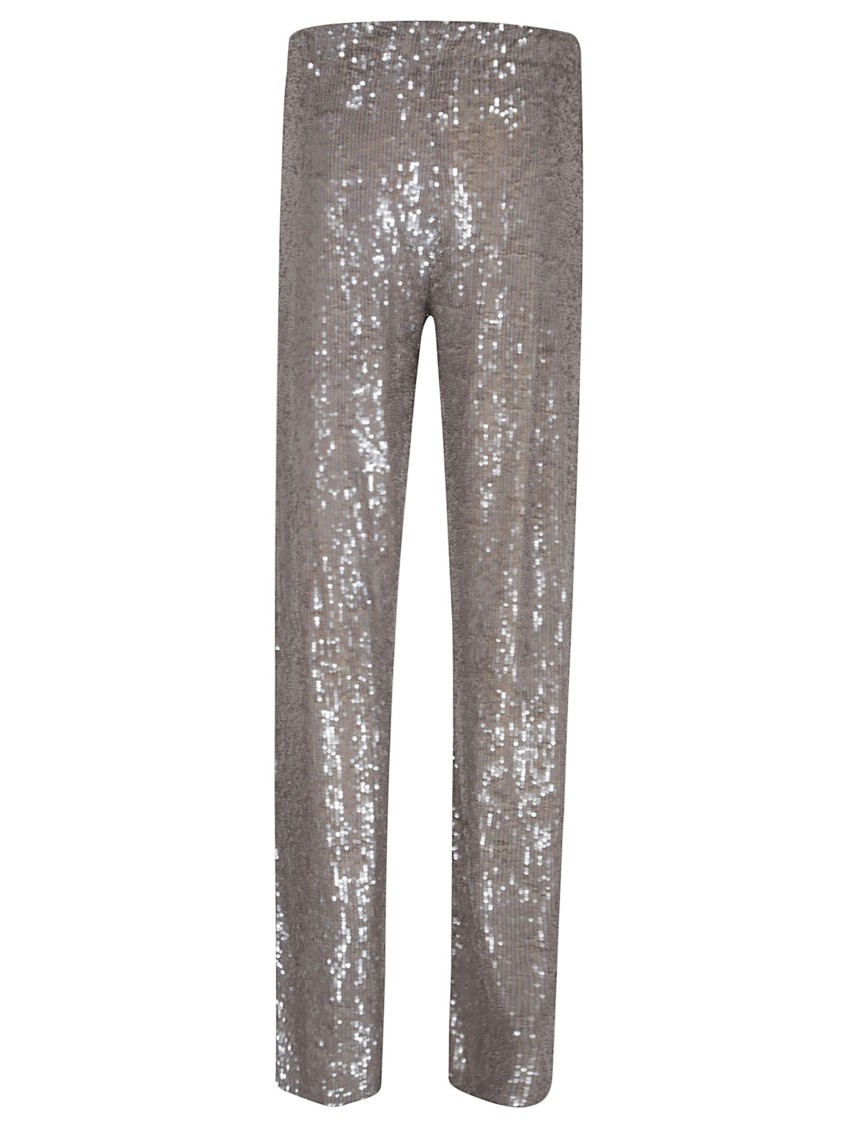 P.a.r.o.s.h Parosh Straight-leg Pants Adorned With Shimmering Sequins In Grey