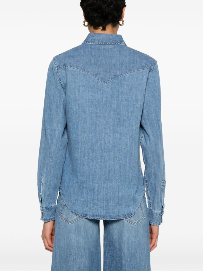 Mother Classic Button-down Shirt In Soft Clear Blue In Blue