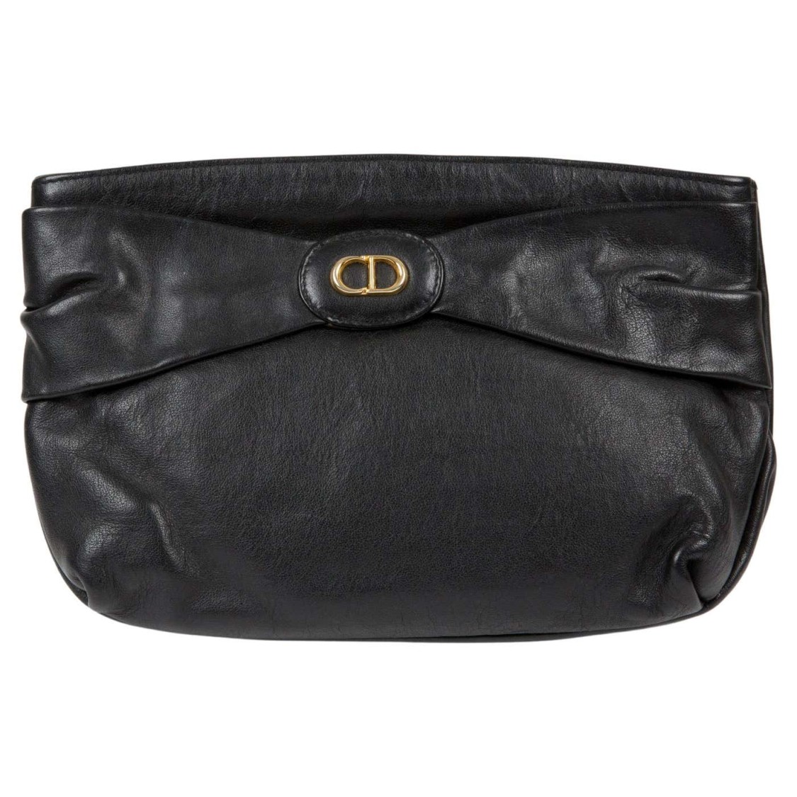 DIOR CHRISTIAN DIOR BLACK LEATHER CLUTCH BAG