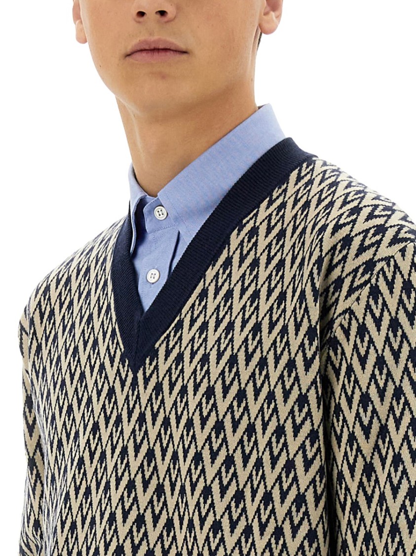 Valentino Wool Jumper With Toute La V Jacquard Pattern