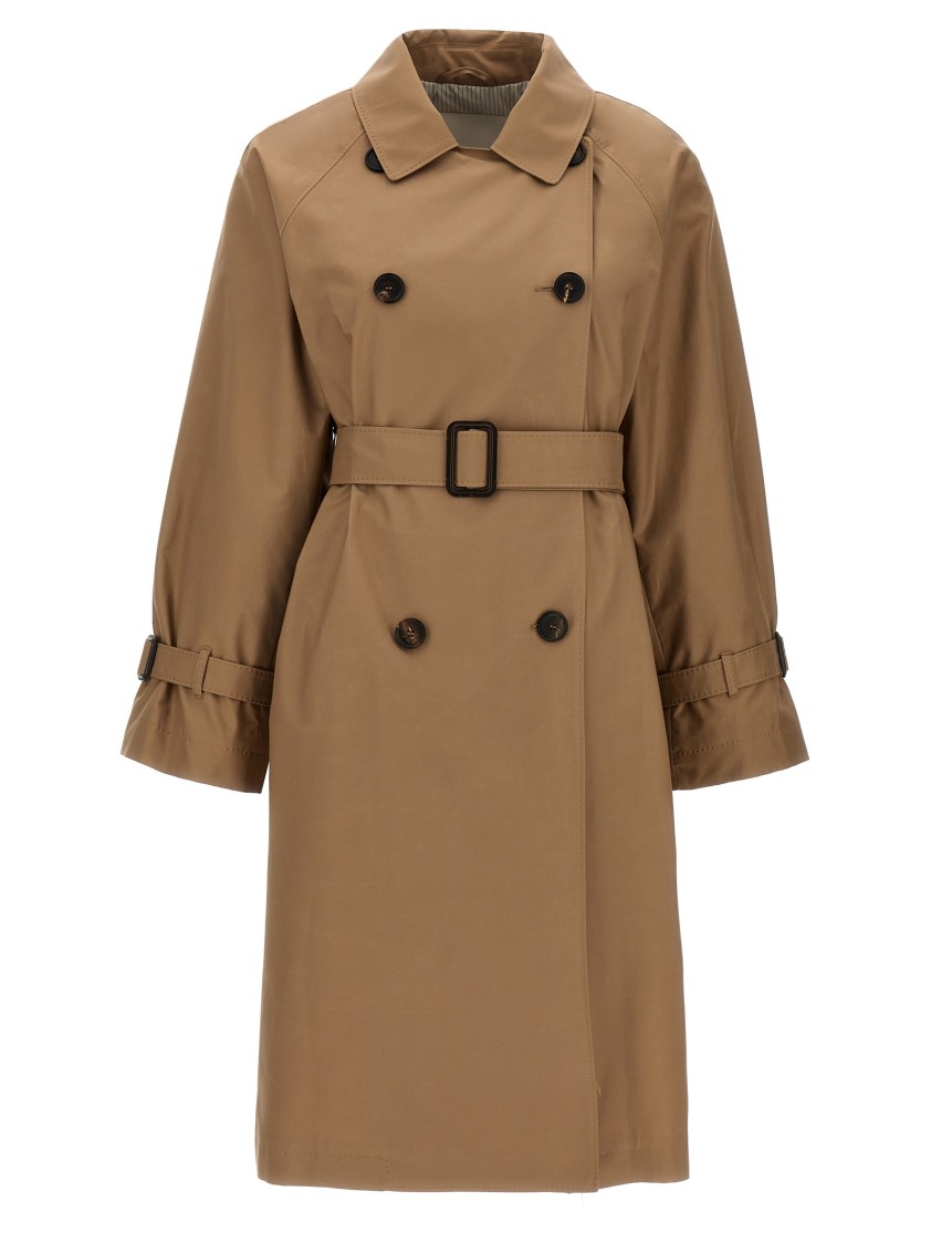 Max Mara Beige Strench Trench Coat In Brown