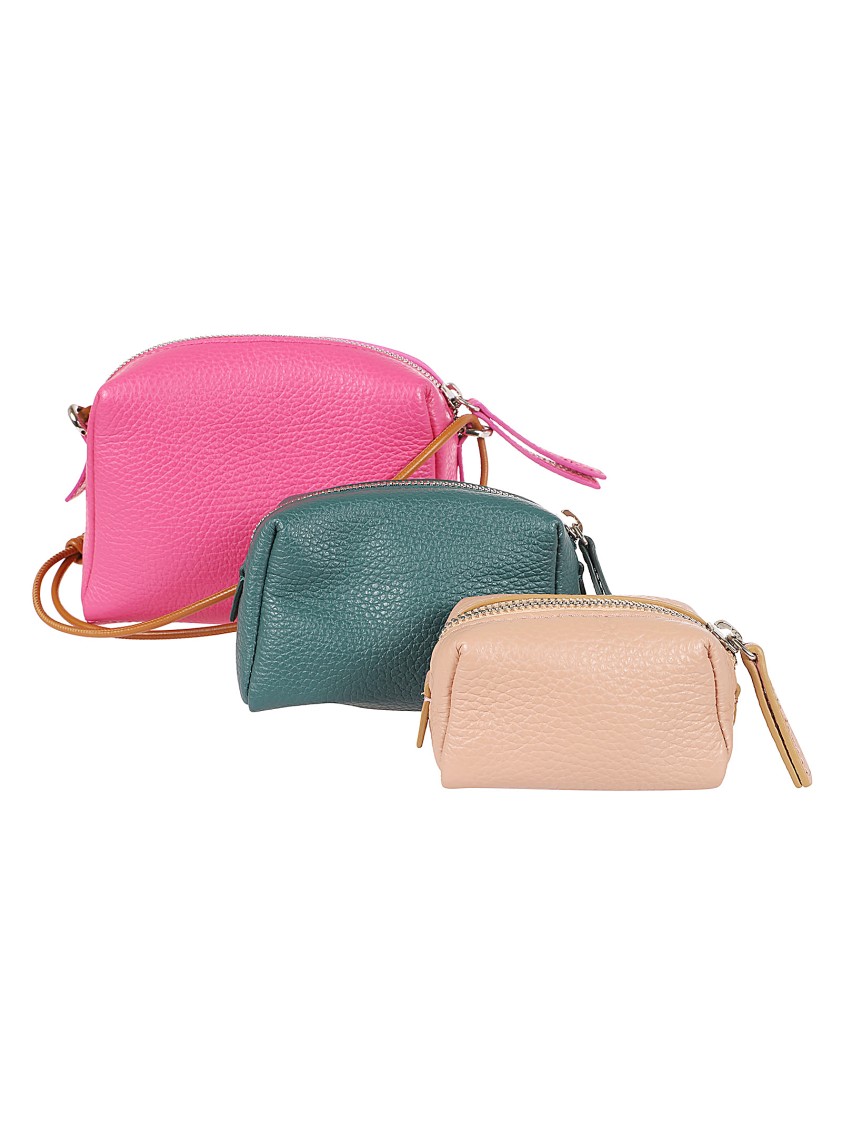 Zanellato Textured Leather Pouch Set In Pink