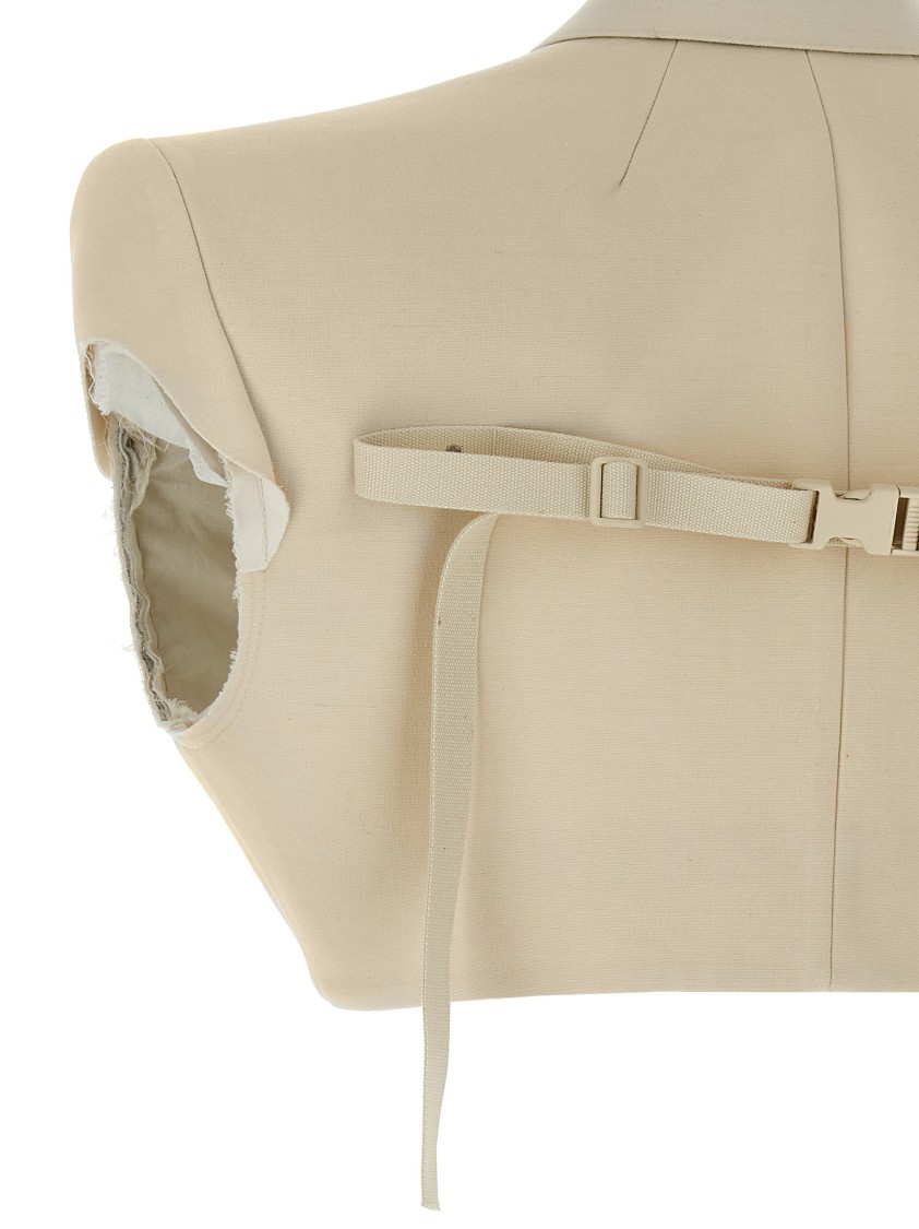 Rick Owens Cropped Wool Blend Cotton Vest In Neutral