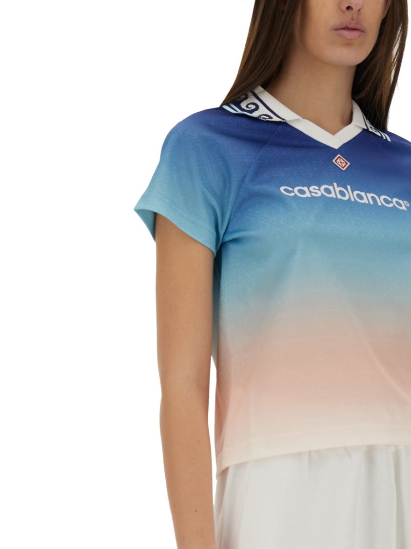 Shop Casablanca "jacquard Monogram Football" T-shirt In Multicolor