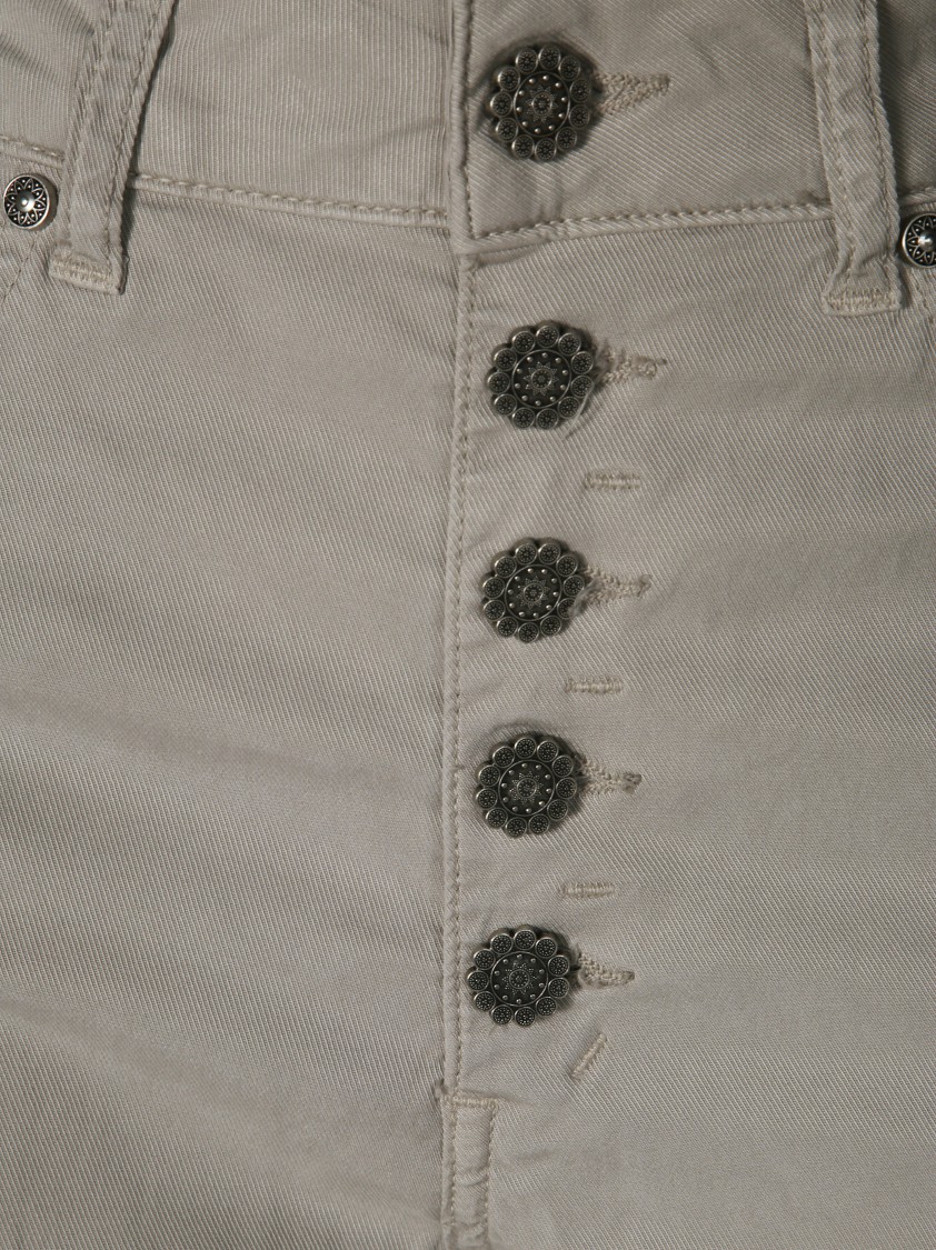 Dondup High Waist Tailored Trousers With Rolled Cuffs In Gray