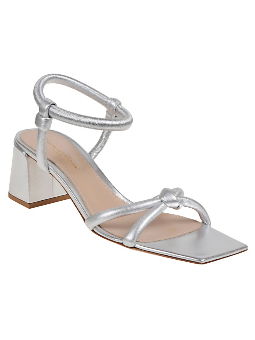 Gianvito Rossi 55 Block Heel Strappy Sandals In Silver