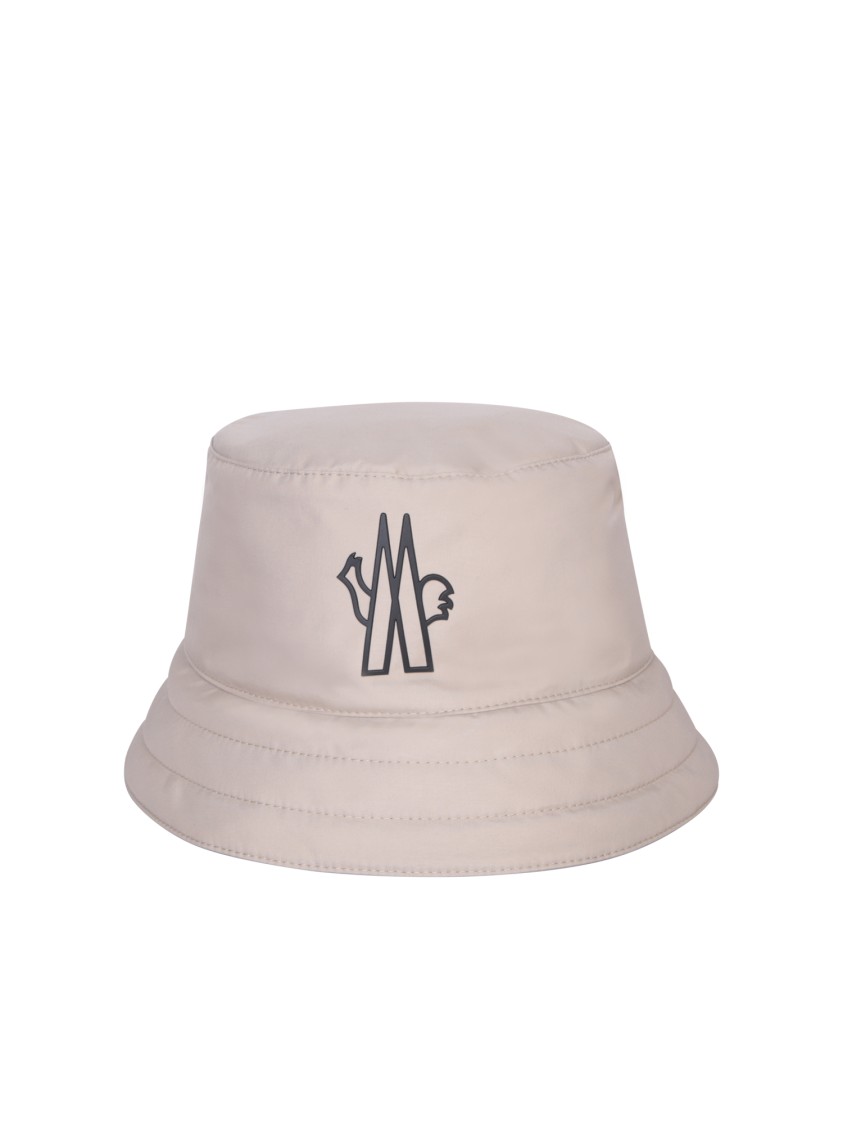 Moncler Grenoble Structured Bucket Hat With Front Logo In Gray