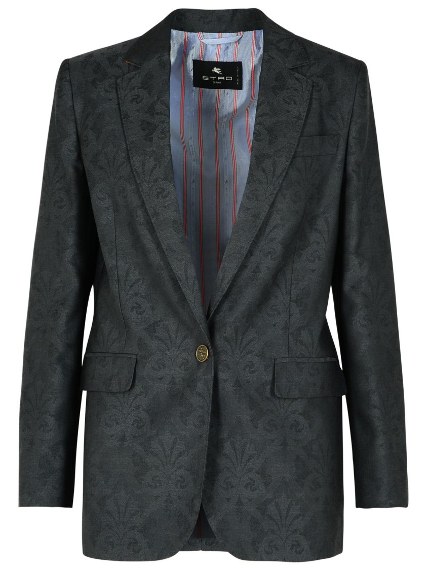 Etro Dark Grey Wool Blazer In Grey