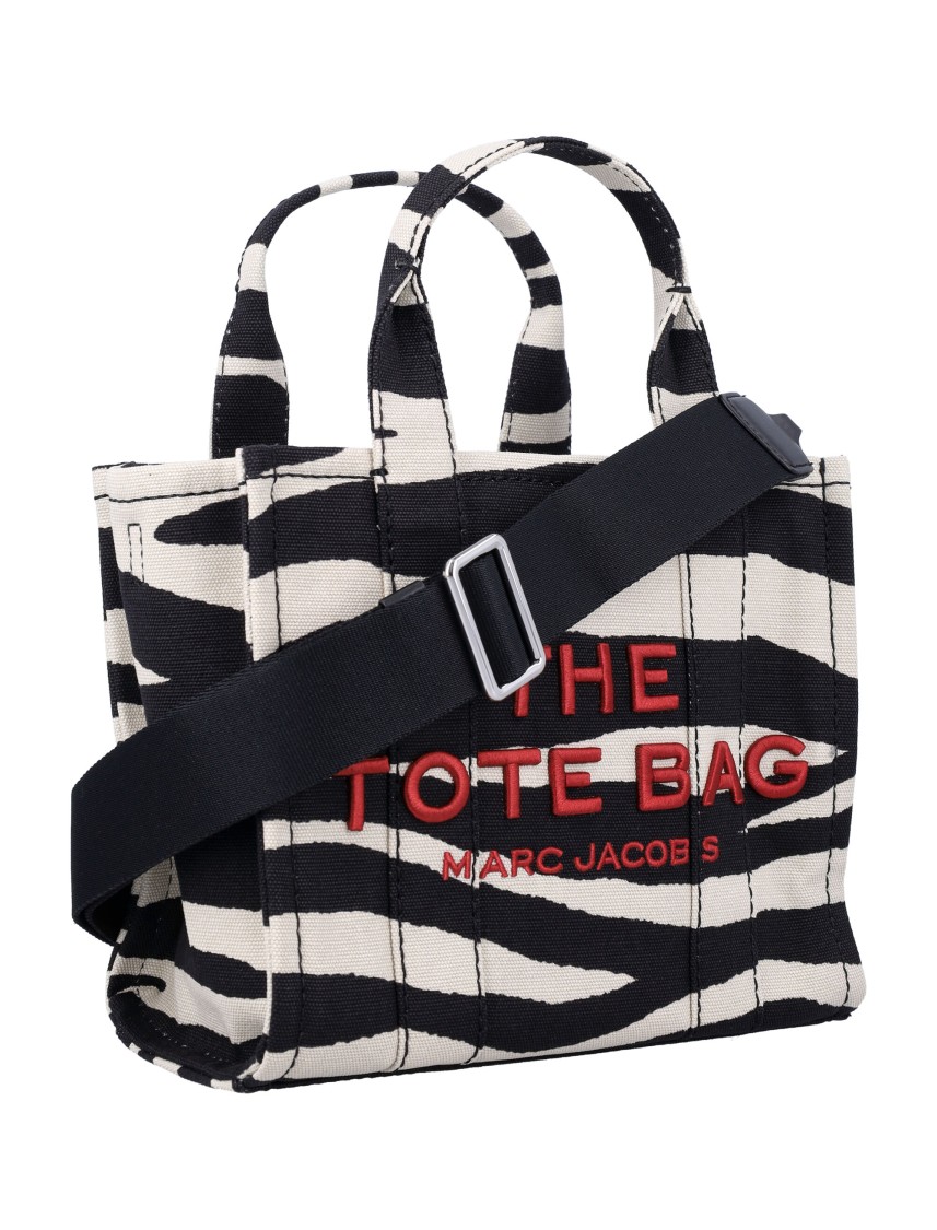 Marc Jacobs Zebra Canvas Small Tote Bag In Black