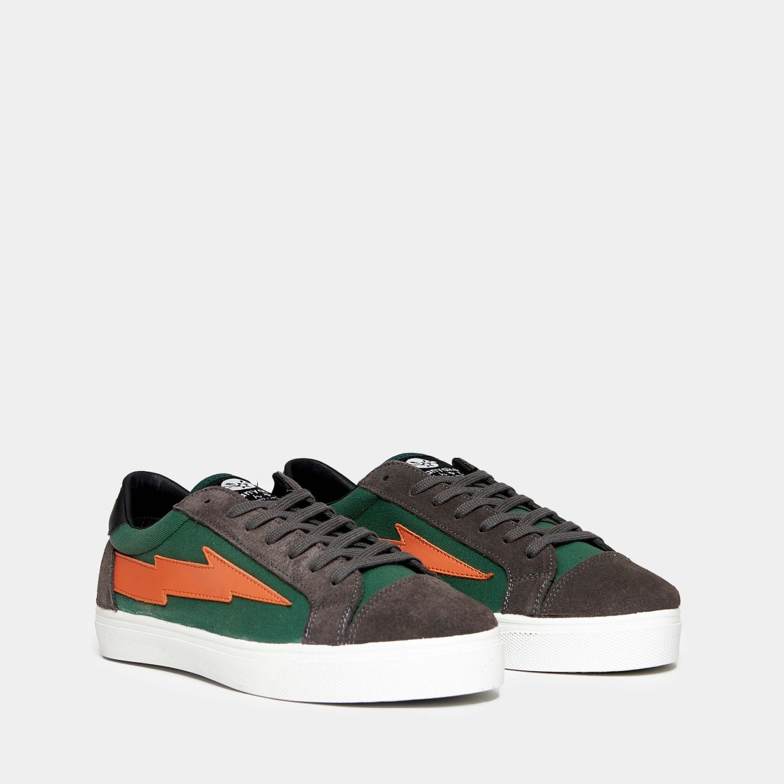 Sanyako Sneaker In Green Cotton And Suede With Box Sole