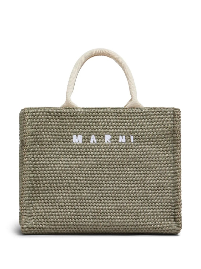 Shop Marni Small Raffia Tote Bag