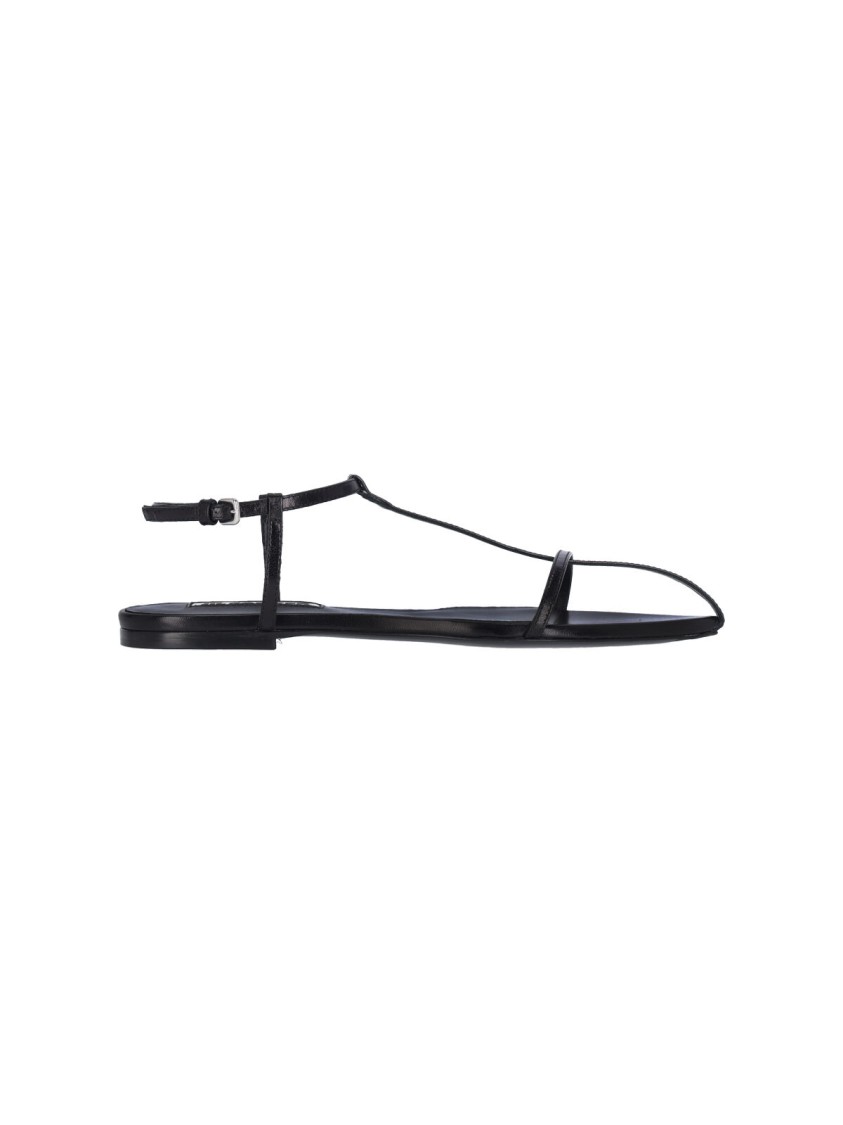 Shop Jil Sander Flat Sandals – Black