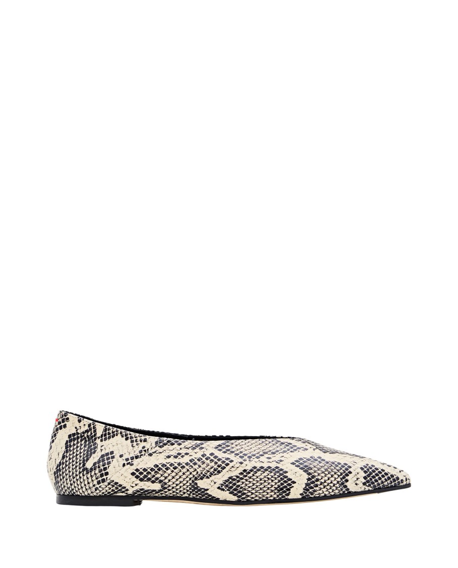 Aeyde Moa Snake Print Goat Leather Creamy Shoes In Neutrals