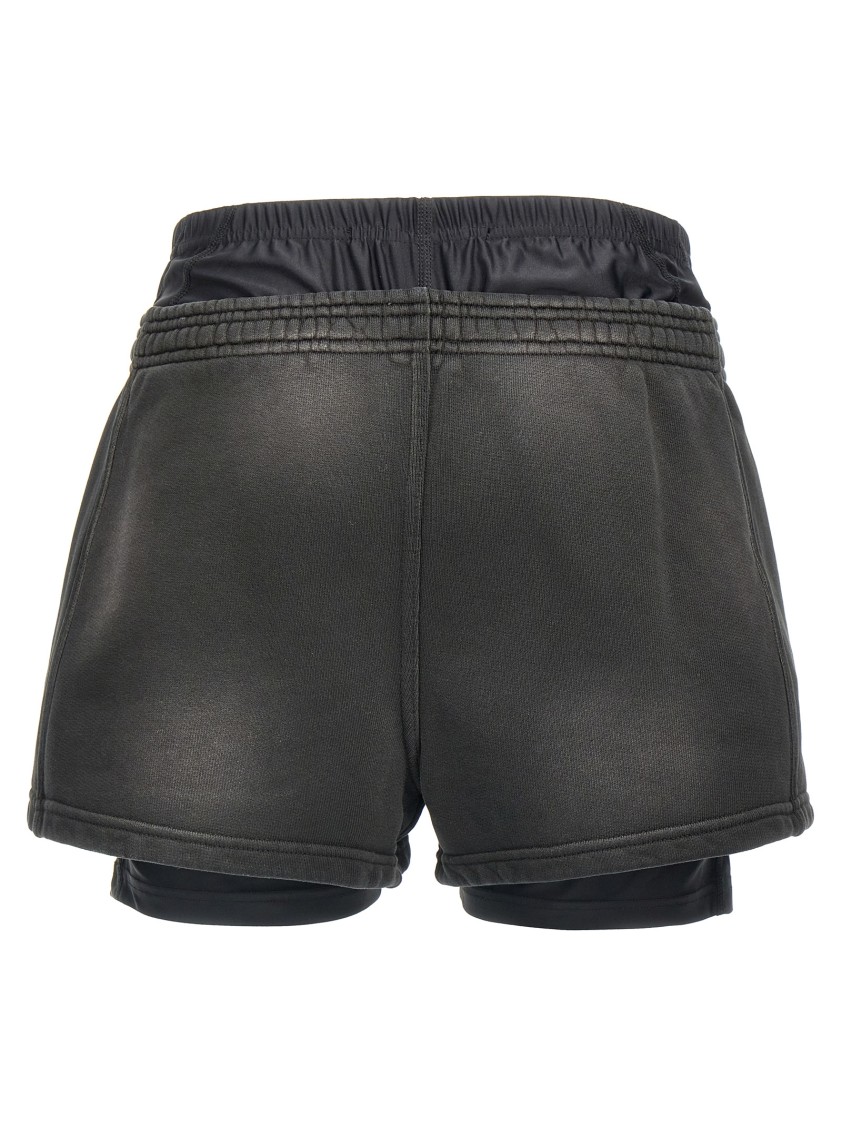 Alexander Wang T T By Alexander Wang Layered Cotton Technical Fabric Boxer Shorts In Black