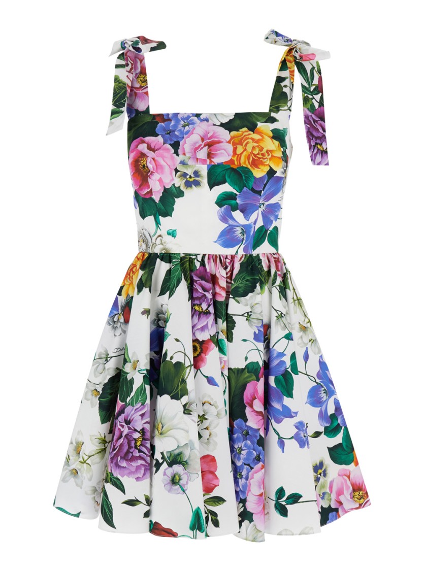Shop Dolce & Gabbana Square Neckline Multicolor Sleelevelss Mini Dress